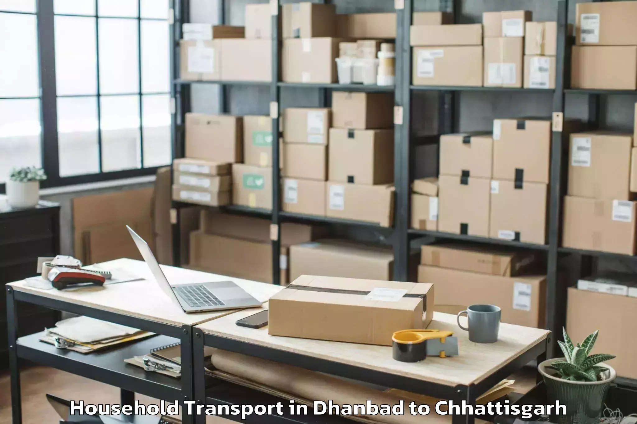 Reliable Dhanbad to Bhanupratappur Household Transport